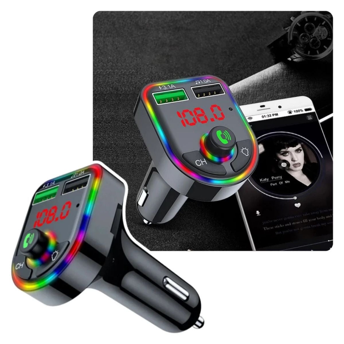 Transmisor FM Bluetooth 5.0 con Carga Rápida USB-C para Auto 🚗🎶