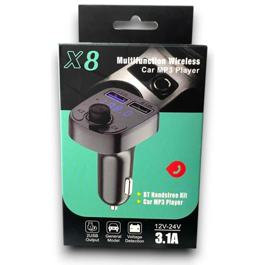 Transmisor FM Bluetooth X8 con Manos Libres y Carga Dual 🚗