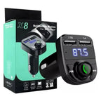 Transmisor FM Bluetooth X8 con Manos Libres y Carga Dual 🚗