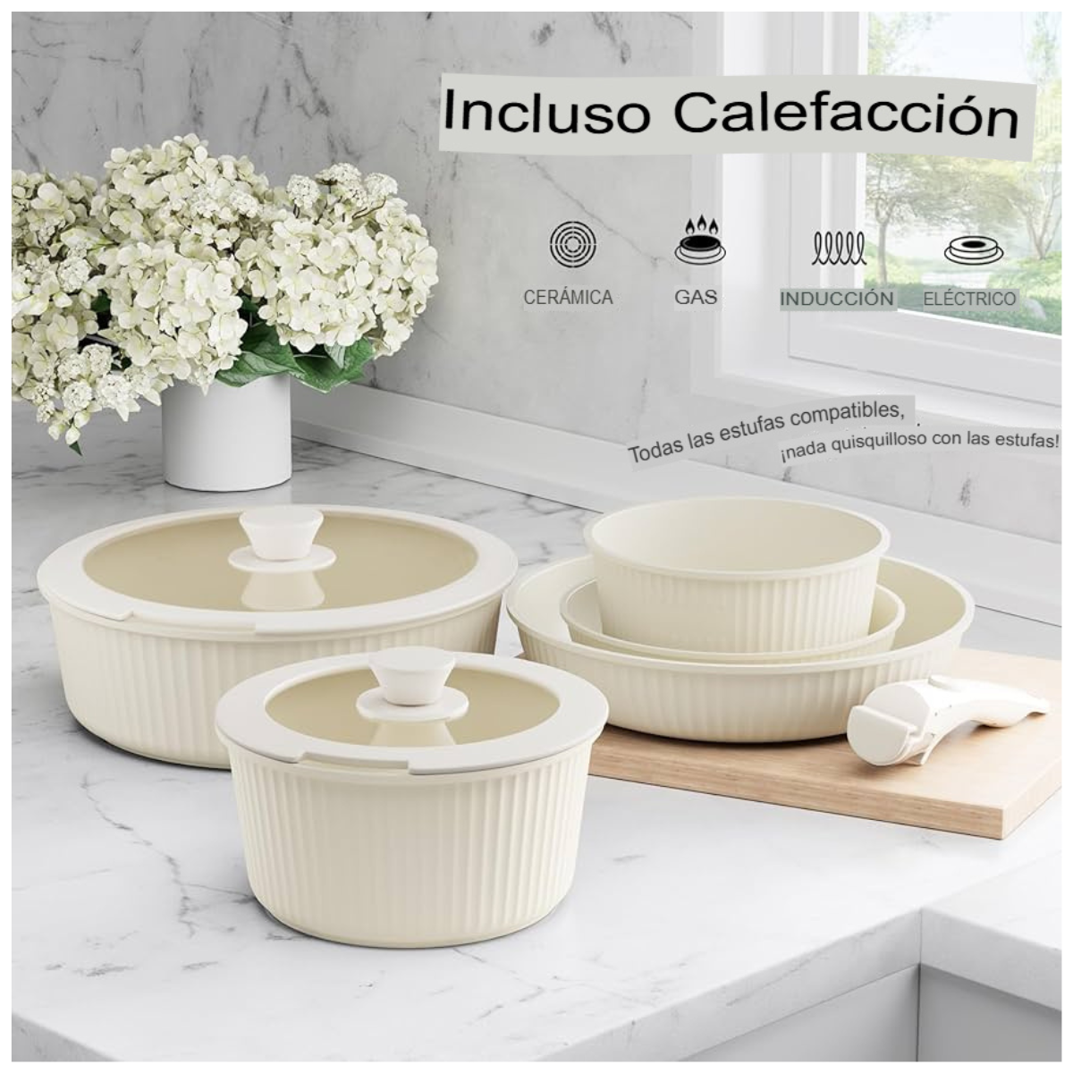 Set Ollas y Sartenes Desmontables 7 Piezas Premium Antiadherente 🍳