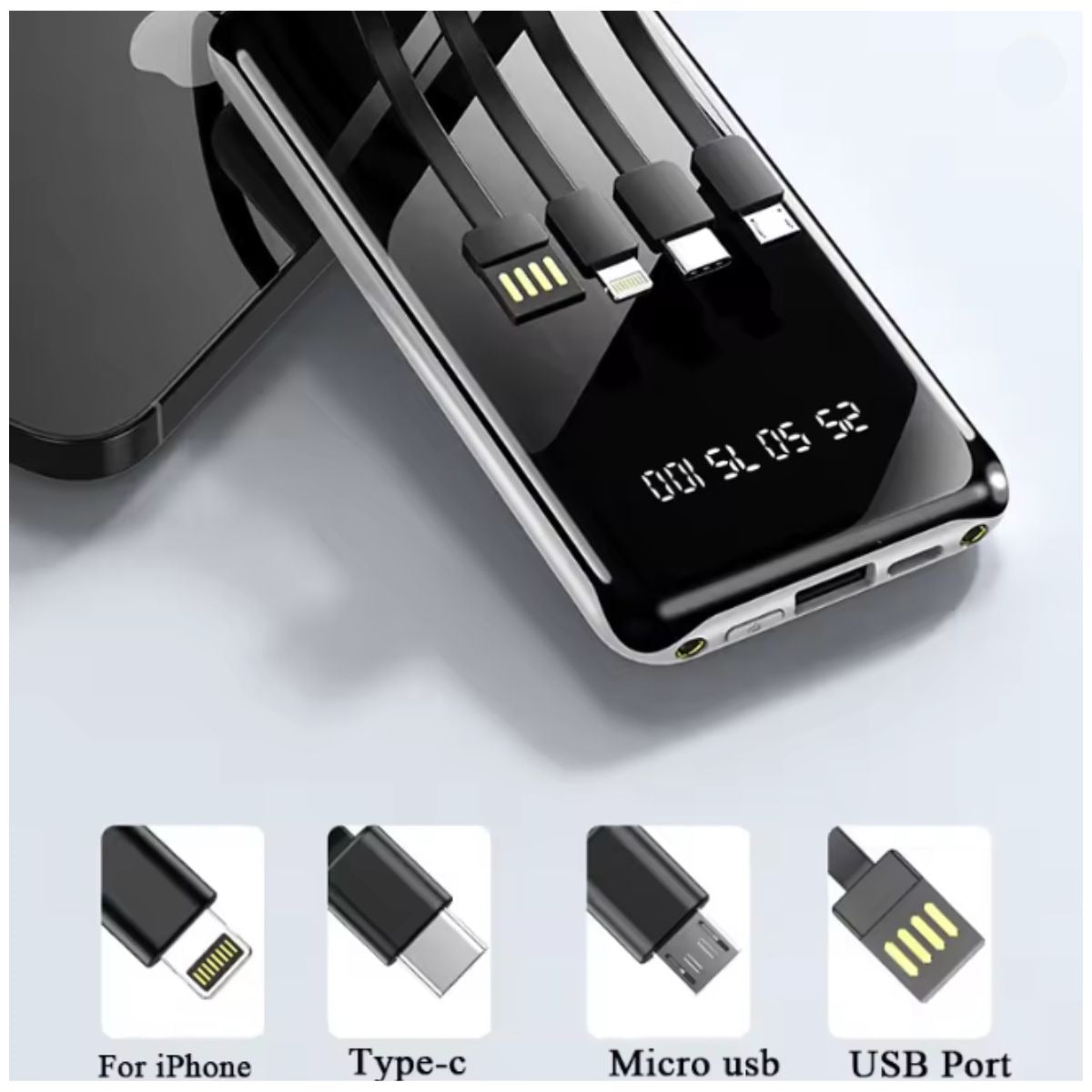 Power Bank 20.000 mAh Todo en Uno | Cables Integrados 🔌