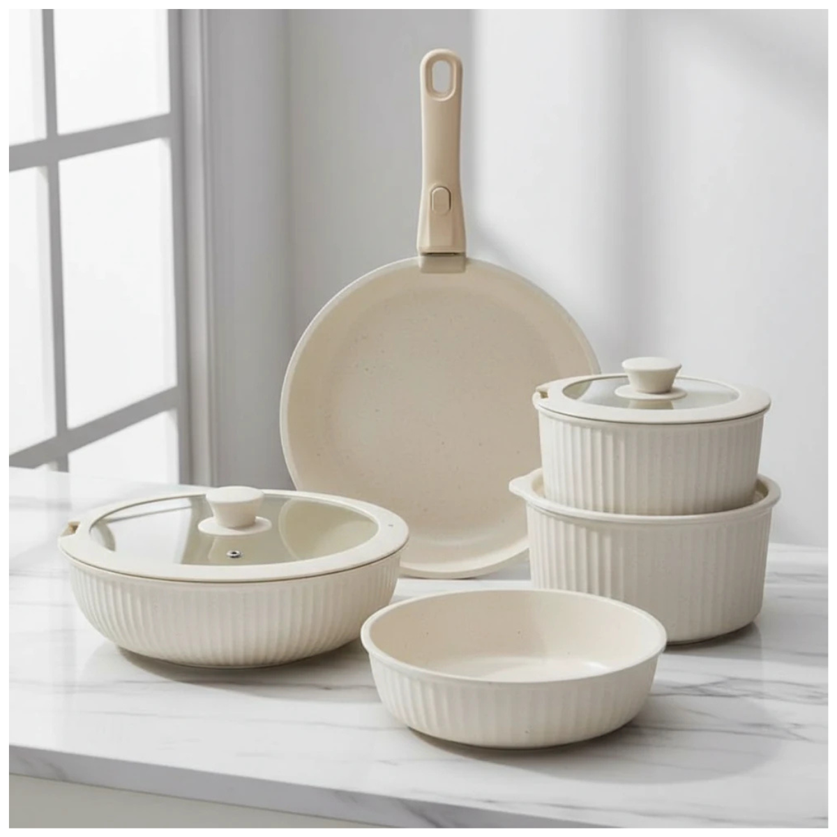 Set Ollas y Sartenes Desmontables 7 Piezas Premium Antiadherente 🍳