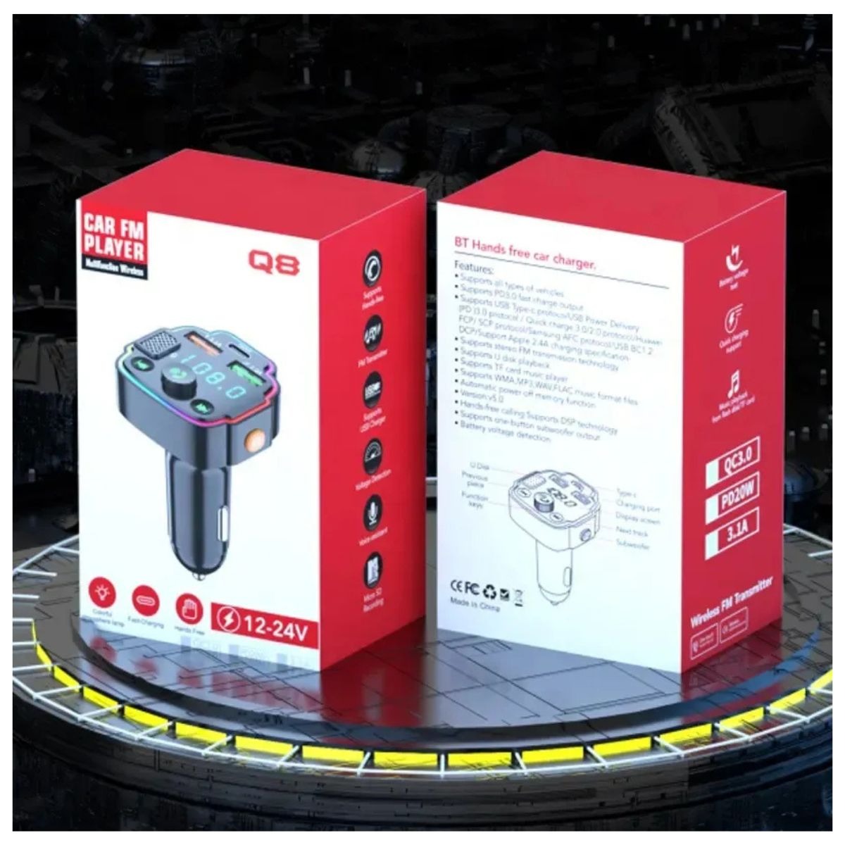 Transmisor FM Bluetooth 5.0 con Carga Rápida USB-C para Auto 🚗🎶