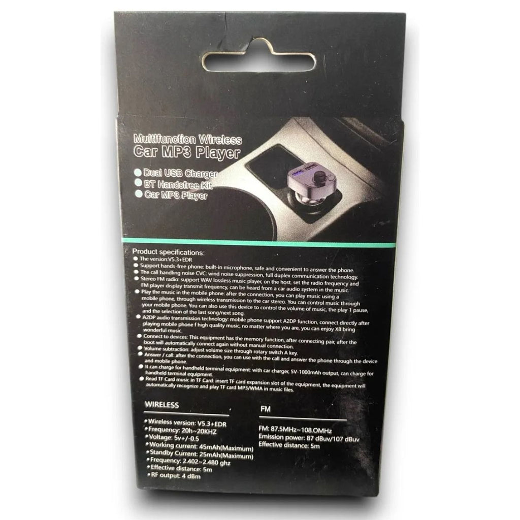 Transmisor FM Bluetooth X8 con Manos Libres y Carga Dual 🚗